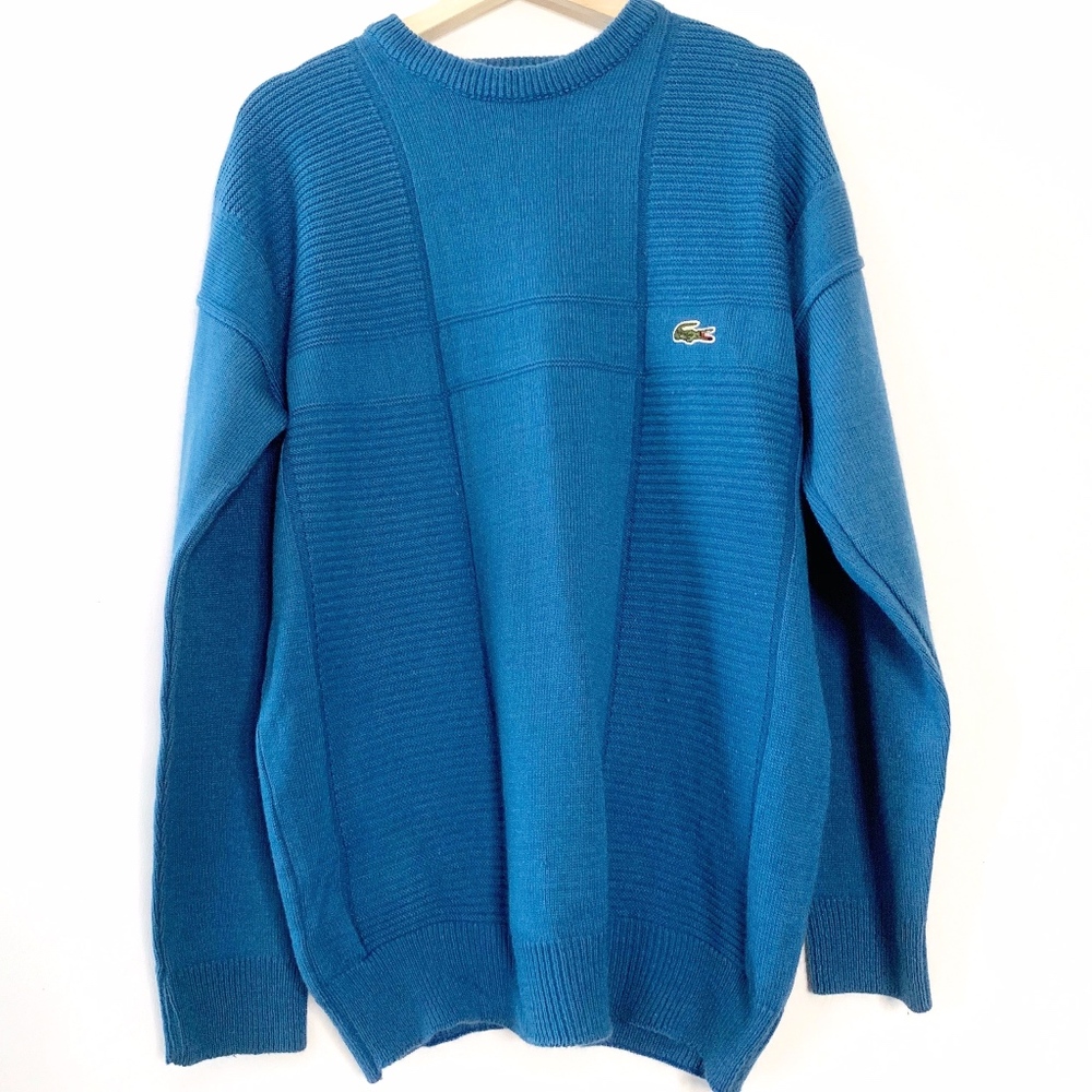 VTG Lacoste Mens Medium Teal 100% Cotton Sweater